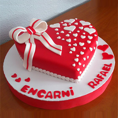 Red Velvet Fondant Heart Cake